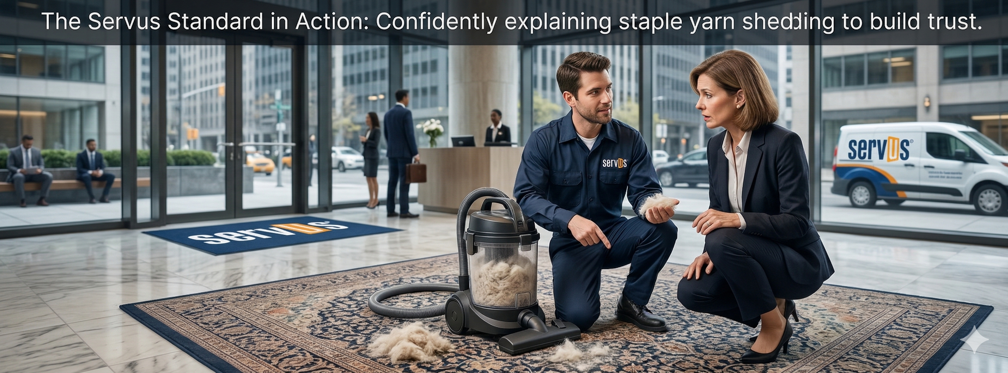 The Servus Standard in Action: Confidently explaining staple yarn shedding to build trust.